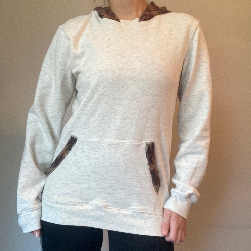 Light Gray + Tribal Print Hoodie